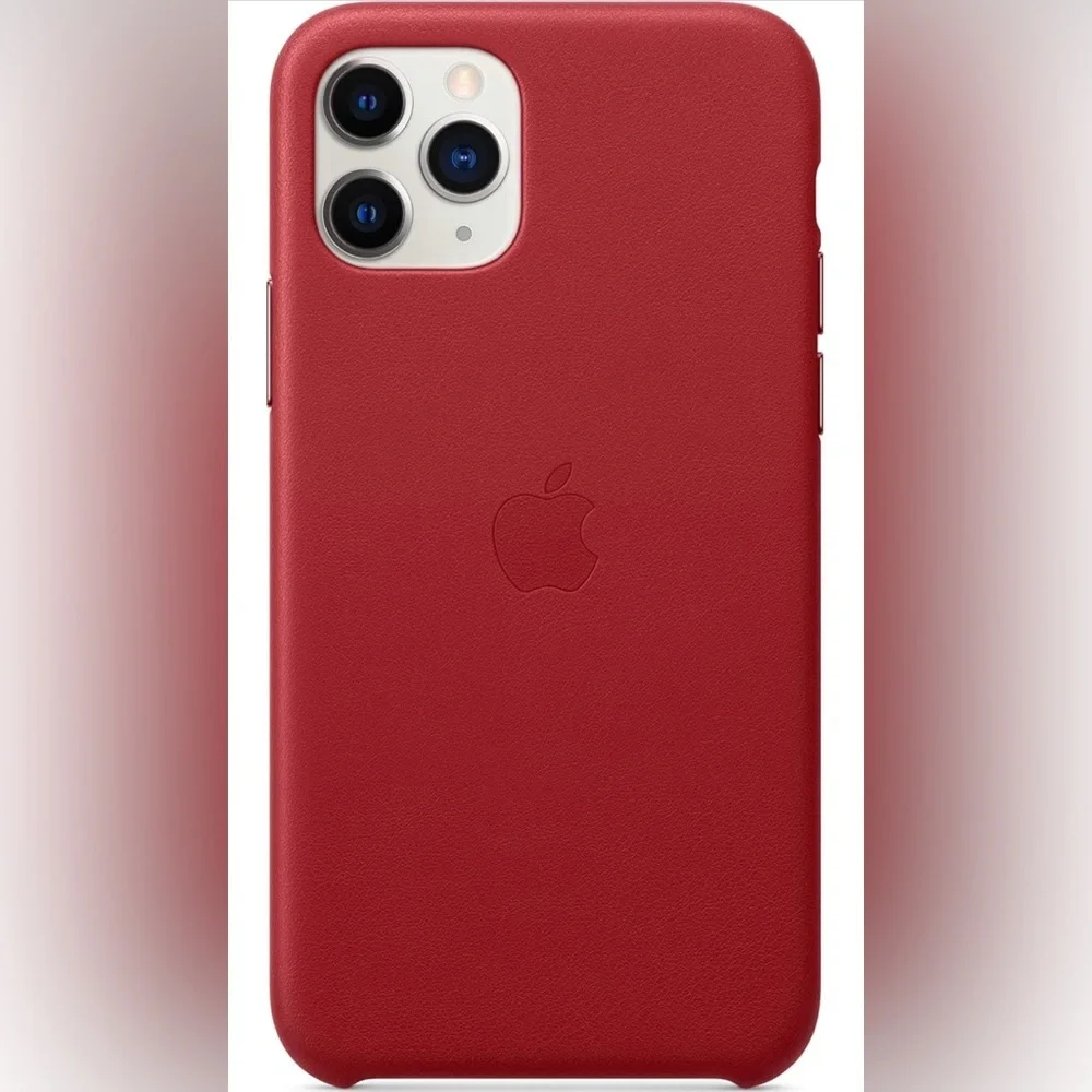 Apple Red Leather iPhone Case with Minimalist Design